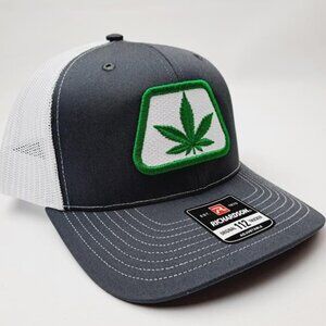 Weed Toker 420 Baked Richardson 112 Trucker Cap Hat Gray White Pioneer Patch 90s